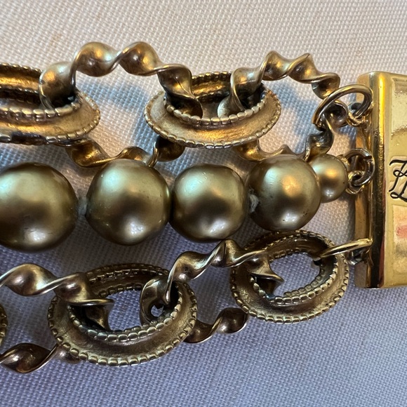 Karl Lagerfeld Couture Gold Pearl & Treasure Chain Bracelet - Picture 5 of 11